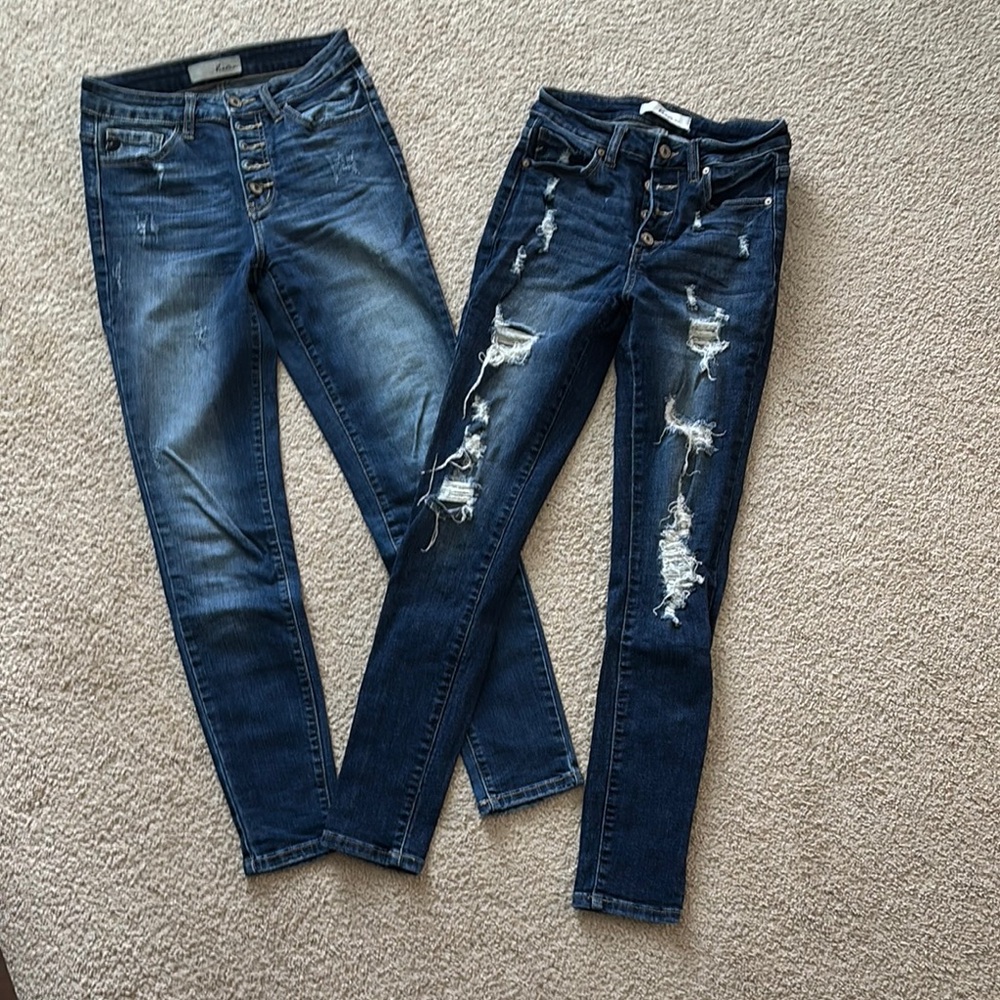 KanCan Blue Skinny Jeans with Distressed Details-2 pair!
